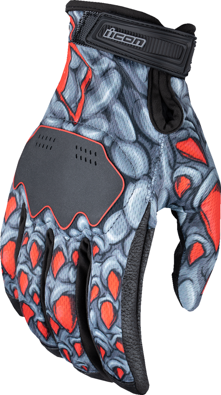 ICON Hooligan™ Kryola Kreep Gloves - Red - 2XL 3301-4732
