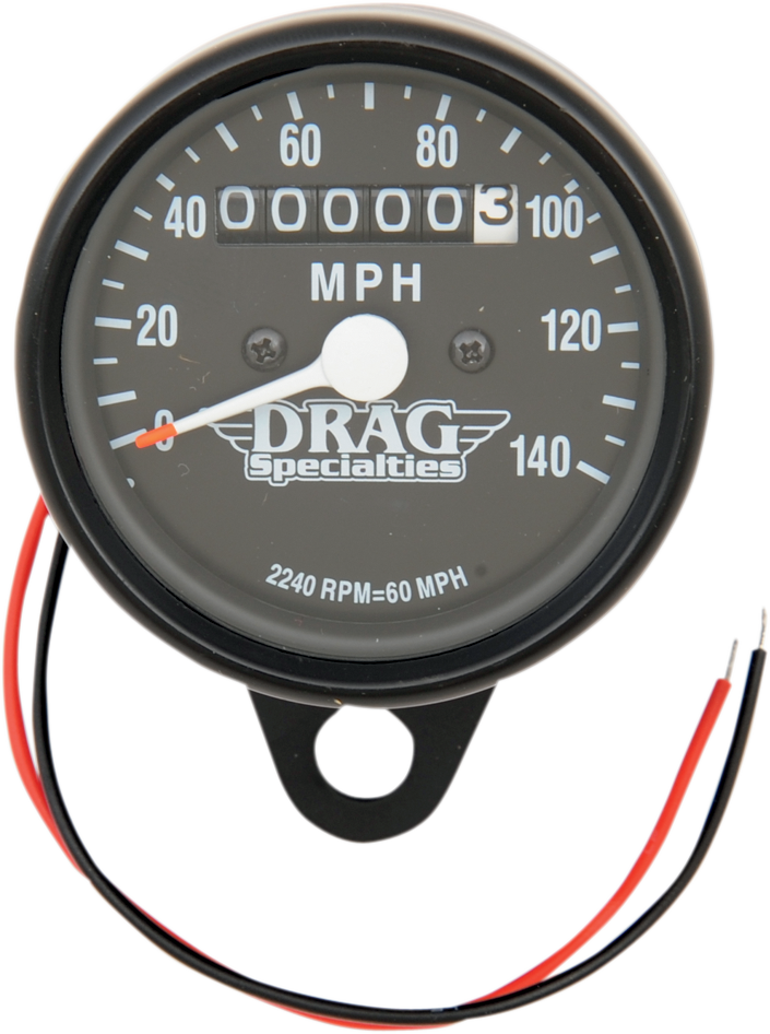 DRAG SPECIALTIES 2.4" MPH Mini LED Mechanical Speedometer/Indicators - Black Housing - Black Face - 2240:60 21-6809BDS1