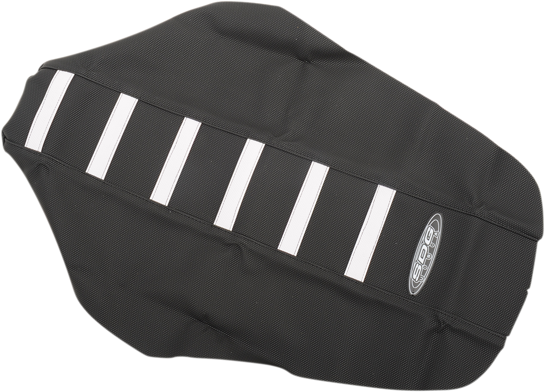 SDG 6-Ribbed Seat Cover - White Ribs/Black Top/Black Sides 95951WK