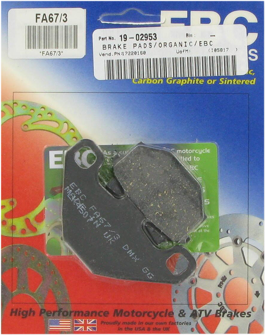 EBC Organic Brake Pads - KLR 650 - FA67/3 FA67/3