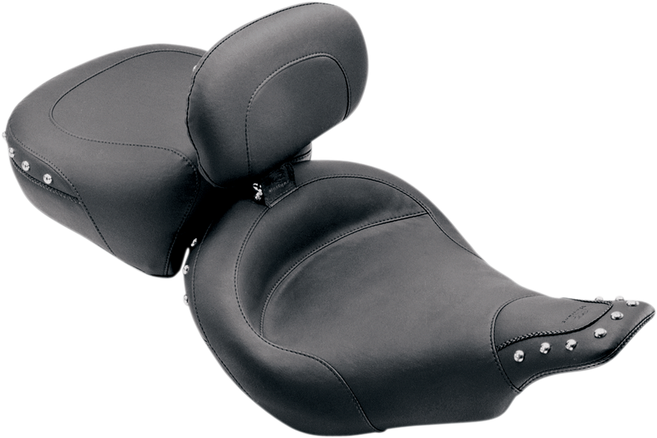 MUSTANG Wide Solo Seat - With Backrest - Vintage - Black - Smooth - Softail '06-'10 79530