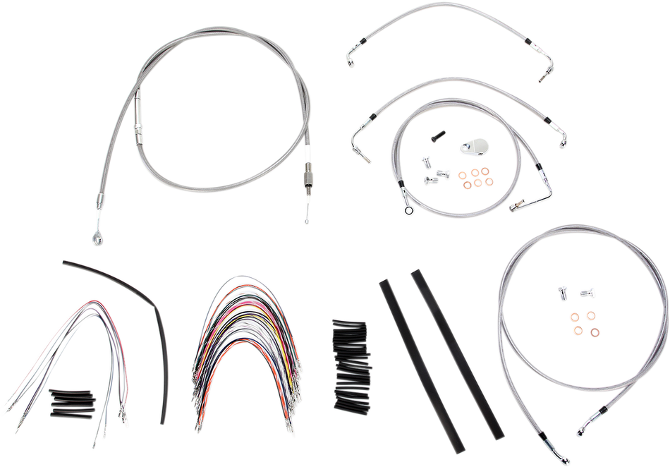 BURLY BRAND Kit de cable de manillar/línea de freno - Completo - Manillar Ape Hanger de 16" - Acero inoxidable B30-1095 