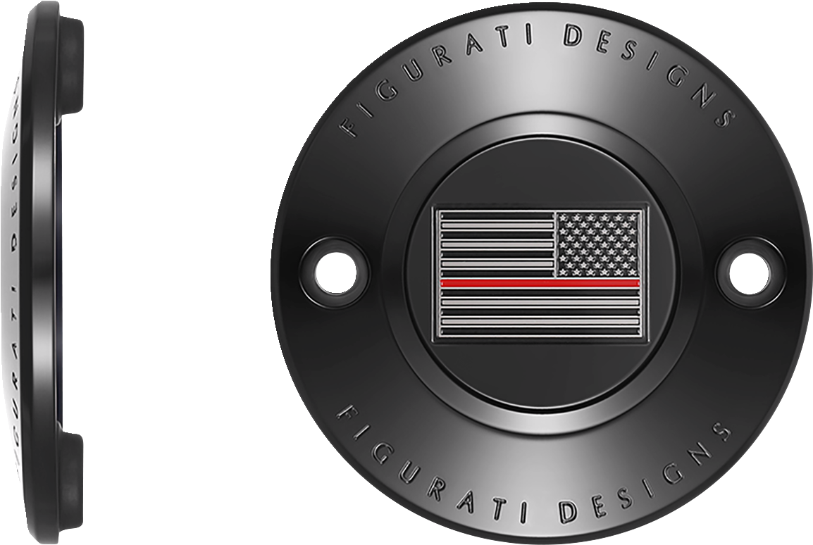 FIGURATI DESIGNS Timing Cover - 2 Hole - American - Red Line - Black FD75-TC-2H-BLK