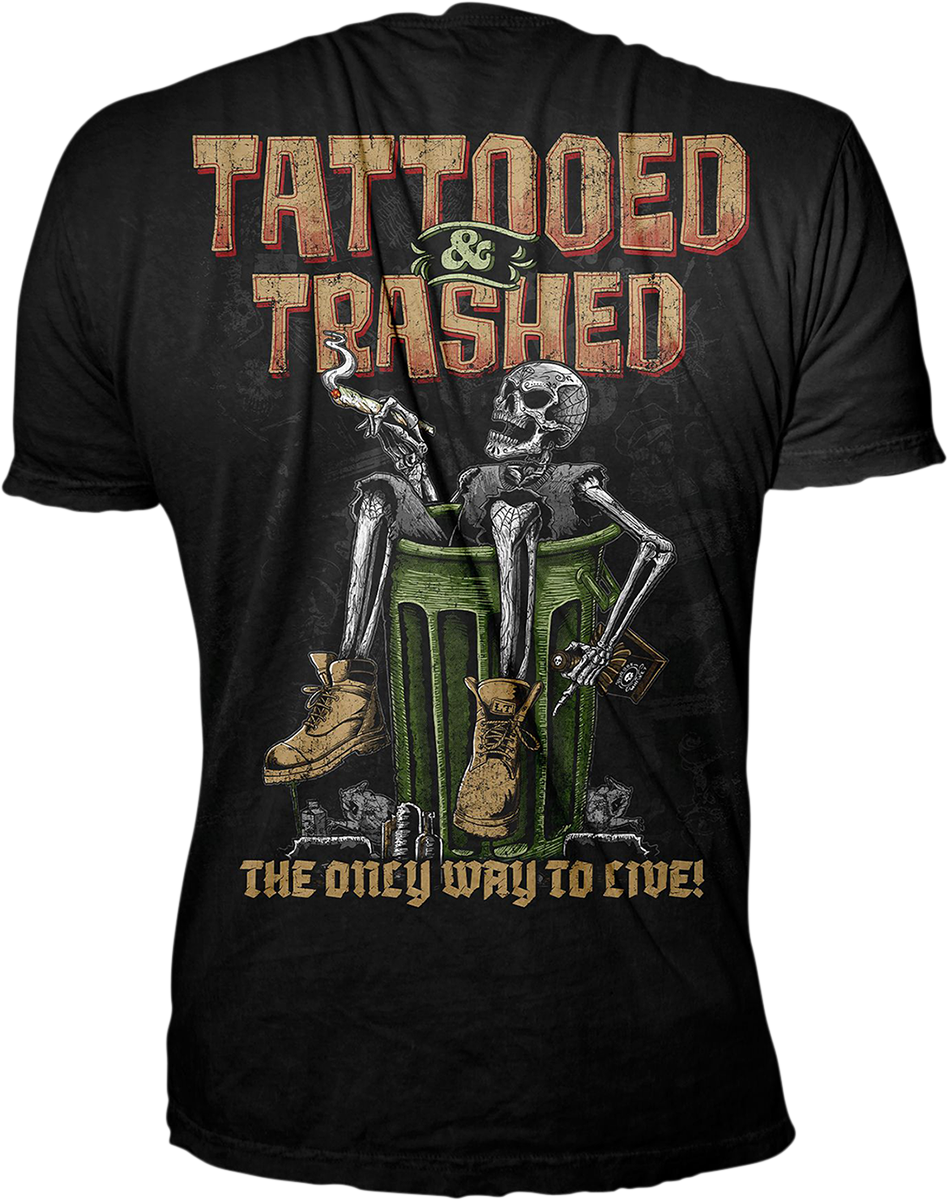 LETHAL THREAT Tattooed & Trashed T-Shirt - Black - Large LT20892L