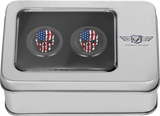 FIGURATI DESIGNS Docking Hardware Covers - Red/White/Blue American Flag Skull - Black FD25-DC-2730-BK