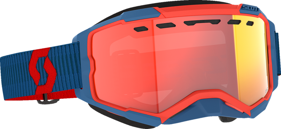 SCOTT Fury Snow Cross Goggle - Dark Blue/Neon Red - Light Sensitive Red Chrome 278604-7698341