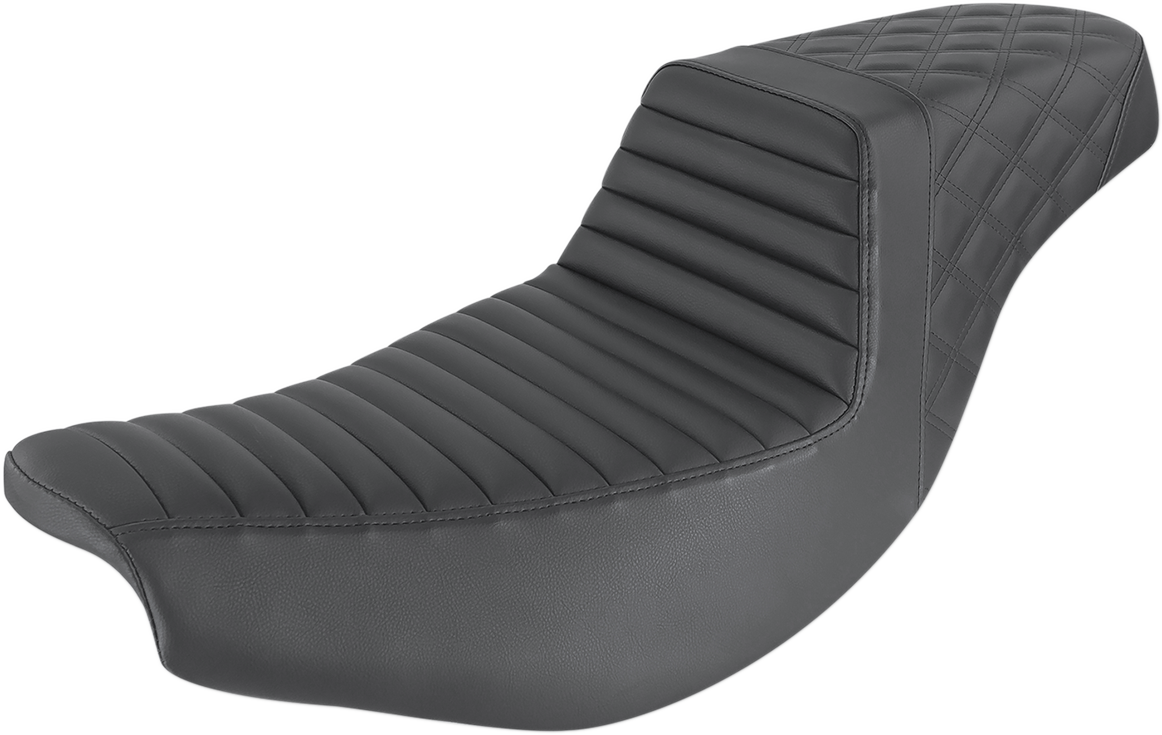 SADDLEMEN Step Up Seat - Front Tuck-n'-Roll/Rear Lattice - Black - Indian I14-07-176