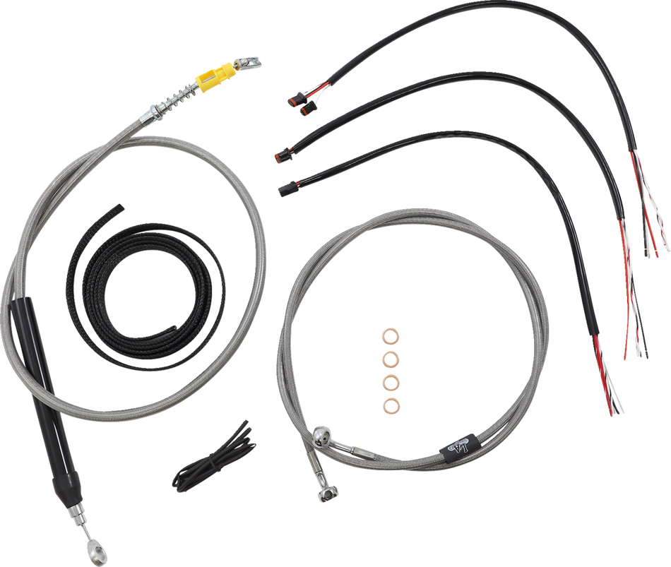 LA CHOPPERS Kit de cable de manillar/línea de freno - Conexión rápida - Completo - Perchas para monos de 18" - 20" - Inoxidable LA-8156KT2-19 
