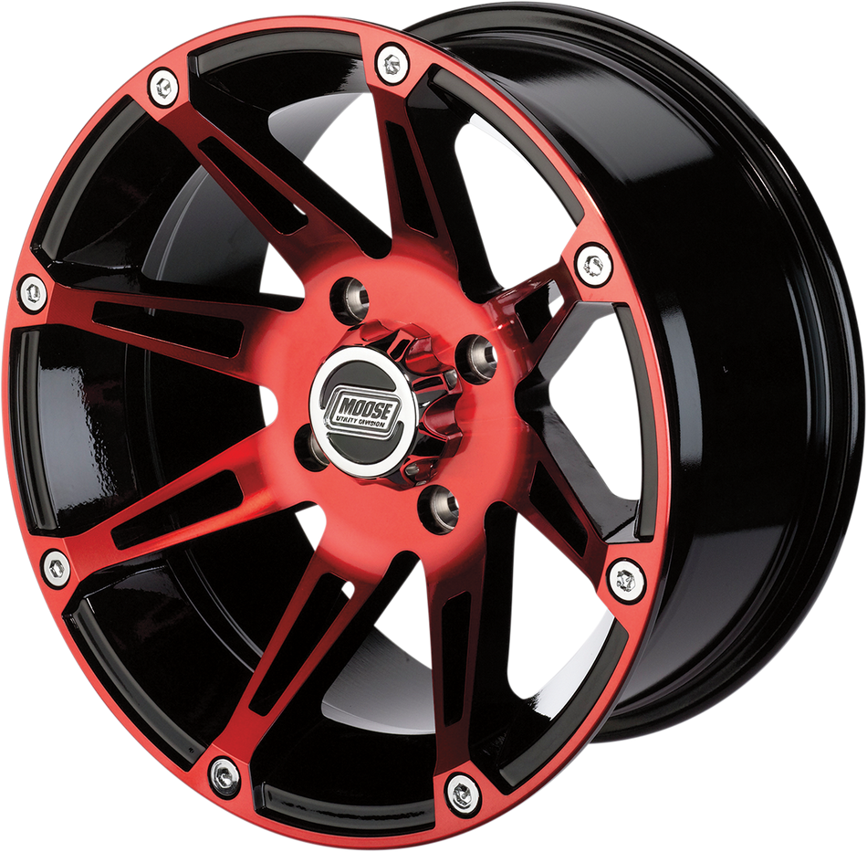 MOOSE UTILITY Wheel - 387X - Front - Anodized Red/Black - 12x7 - 4/110 - 4+3 387ML127110BWR4