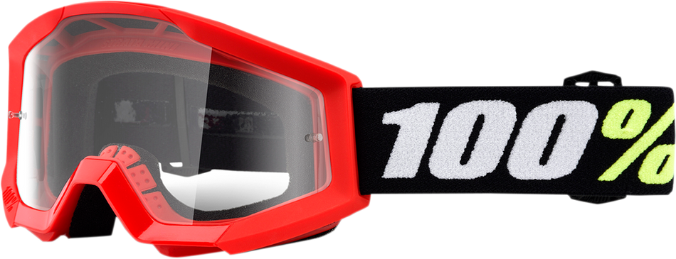 100% Strata Mini Goggles - Red - Clear Lens 50033-00002