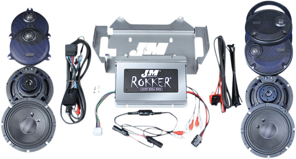 J & M ROKKER XXR EXTREME 800w 4-Spkr/Amp Install Kit - 14-20 FLT XXRK800SP414UL5