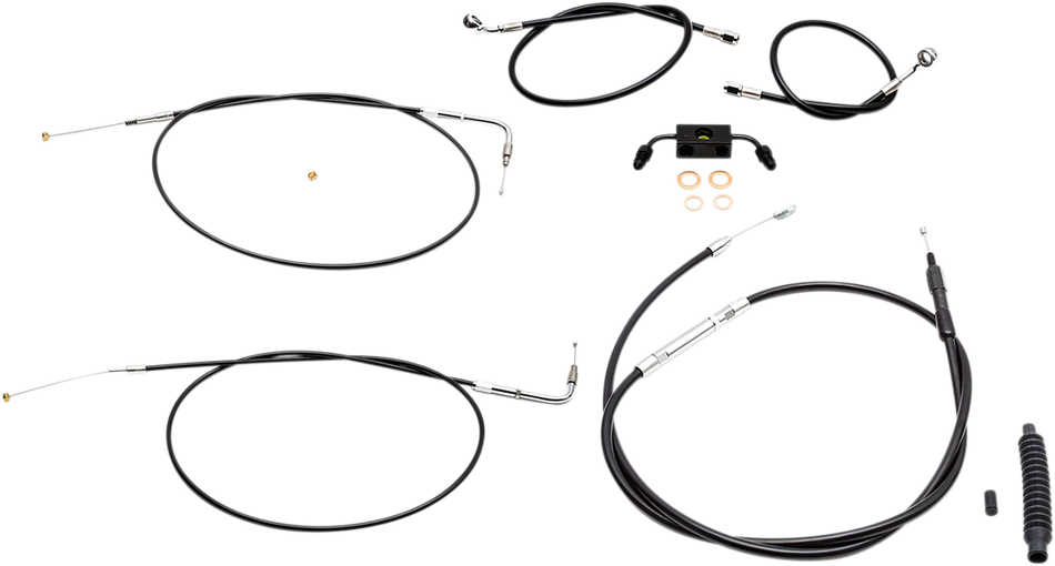 LA CHOPPERS Kit de cable de manillar/línea de freno - Manillar Ape Hanger de 15" - 17" - Vinilo negro LA-8231KT-16B 