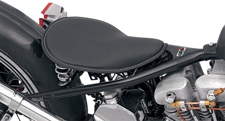 DRAG SPECIALTIES Seat - Spring Solo - Low-Profile - Small - Black Leather/White Stitching 0806-0028