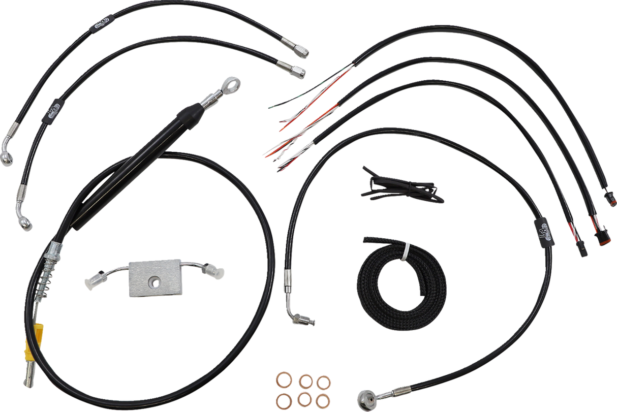 LA CHOPPERS Kit de cable de manillar/línea de freno - Conexión rápida - Completo - Manillar Ape Hanger de 12" - 14" - Negro LA-8157KT2-13B 