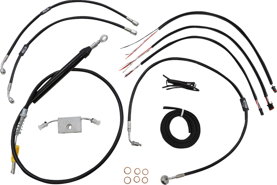 LA CHOPPERS Kit de cable de manillar/línea de freno - Conexión rápida - Completo - Manillar Ape Hanger de 12" - 14" - Negro LA-8157KT2-13B 