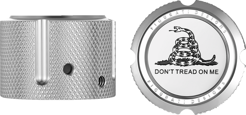 FIGURATI DESIGNS Front Axle Nut Cover - Stainless Steel - Don't Tread On Me FD40-FAC-SS