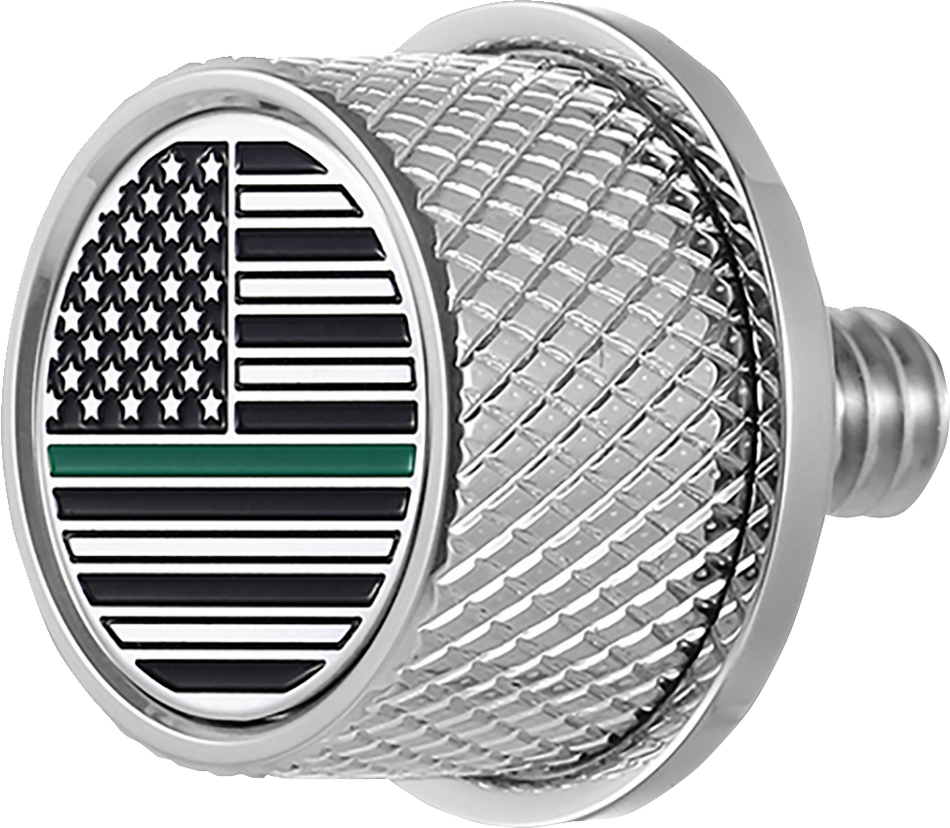 FIGURATI DESIGNS Seat Mounting Knob - Stainless Steel - Green Line American Flag FD72-SEAT KN-SS