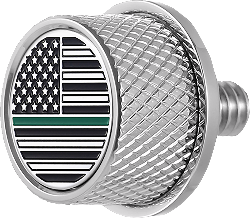 FIGURATI DESIGNS Seat Mounting Knob - Stainless Steel - Green Line American Flag FD72-SEAT KN-SS