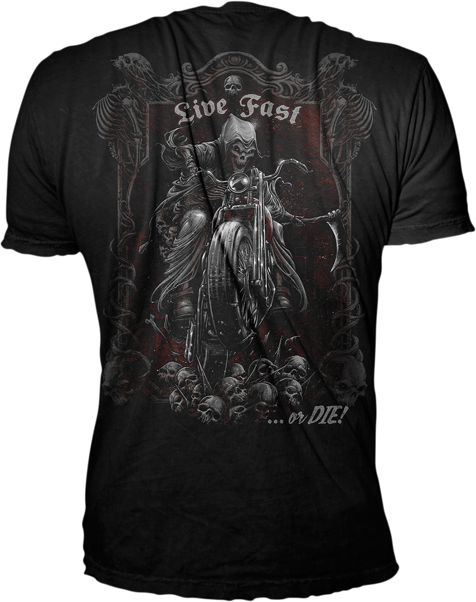 LETHAL THREAT Live Fast Reaper T-Shirt - Black - Large LT20855L