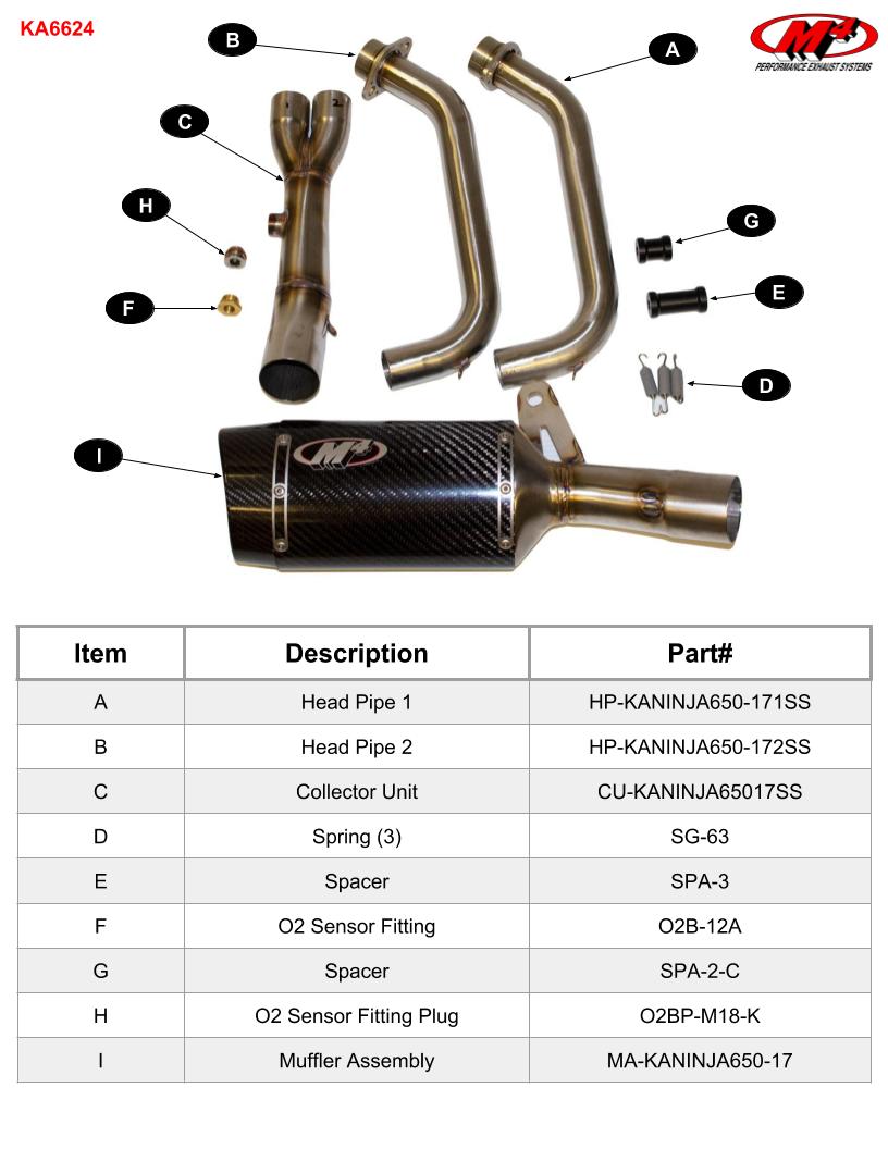 M4 Exhaust  stainless steel full system with carbon fiber canister Ninja 650/Z650 2021-2024 KA6624