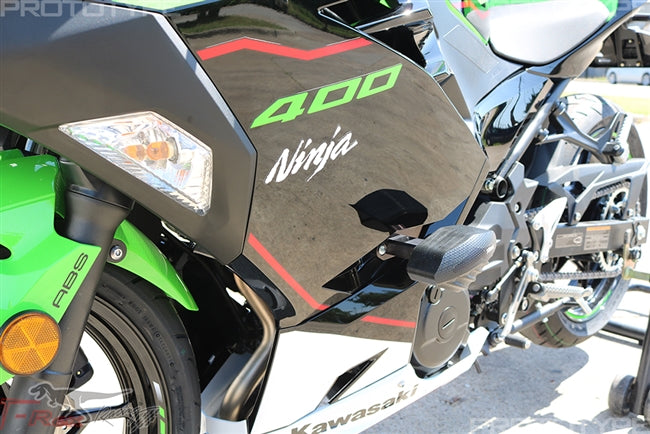 T-REX 2018 - 2019 Kawasaki Ninja 400 Deslizadores de marco sin corte con inserciones de aluminio