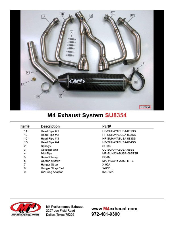 M4 Exhaust Full System Carbon Fiber Canister 2008-2020 Hayabusa SU8354