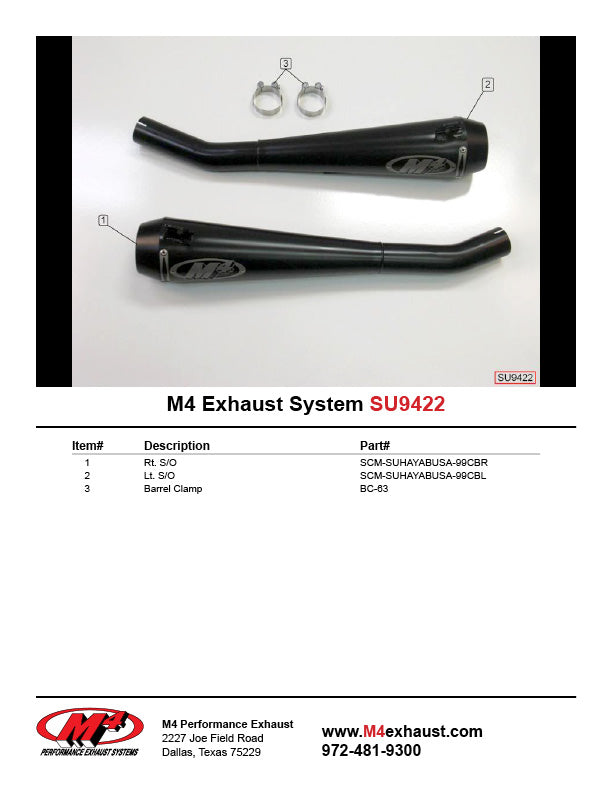 M4 Exhaust Dual Black Retro-Drag Slip ons 1999-2007 Hayabusa SU9422