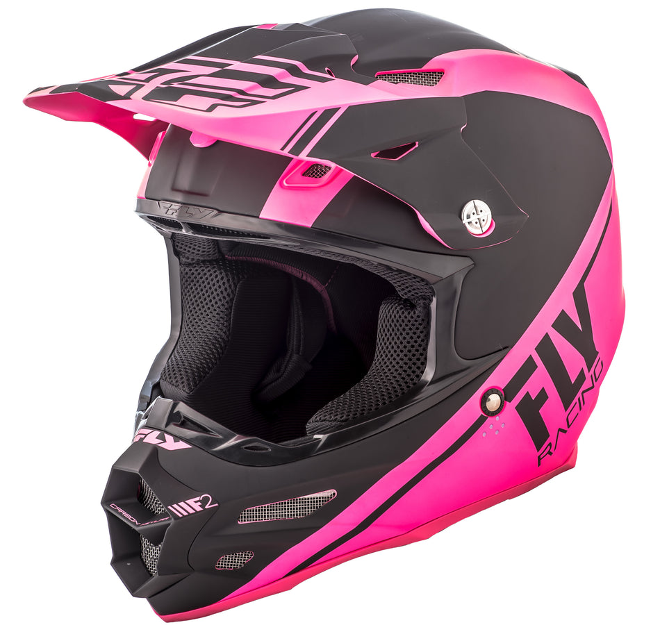 FLY RACING F2 Carbon Rewire Helmet Matte Neon Pink/Black Lg 73-4169-4-L