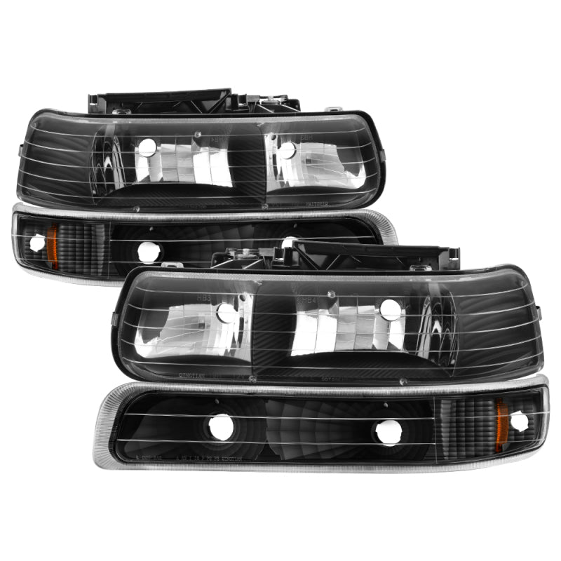 Xtune Chevy TahOE 00-06 Amber Crystal Headlights w/ Bumper Lights Black HD-JH-CSIL99-SET-AM-BK 5064219