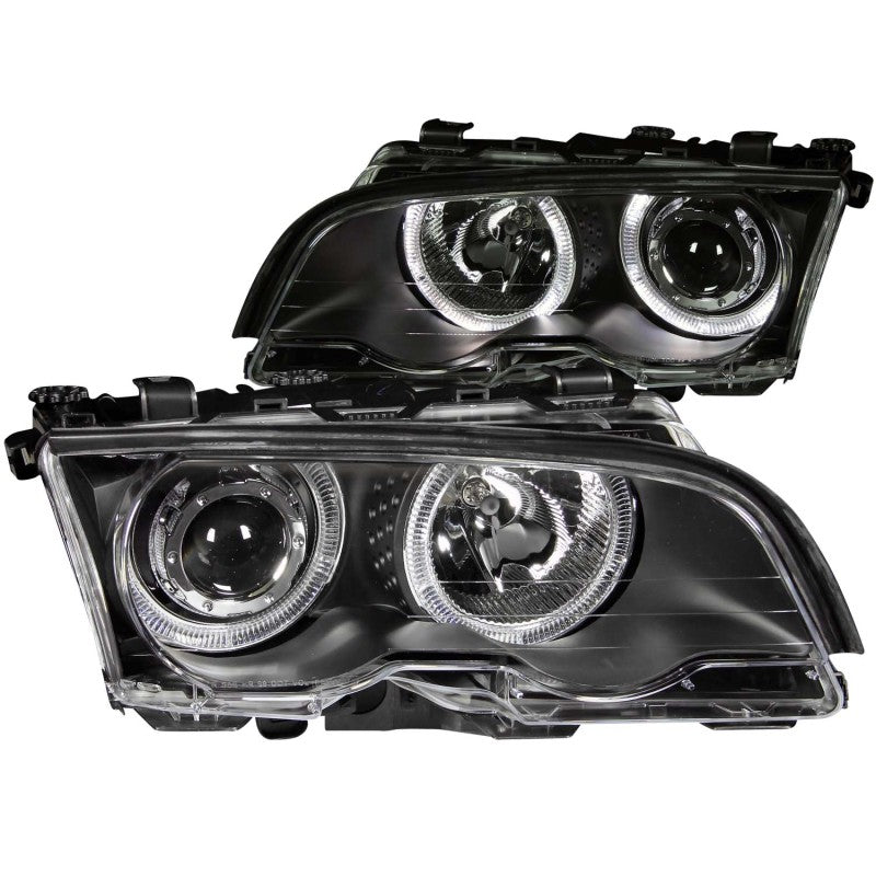 ANZO 1999-2001 BMW 3 Series E46 Projector Headlights w/ Halo Black 121015