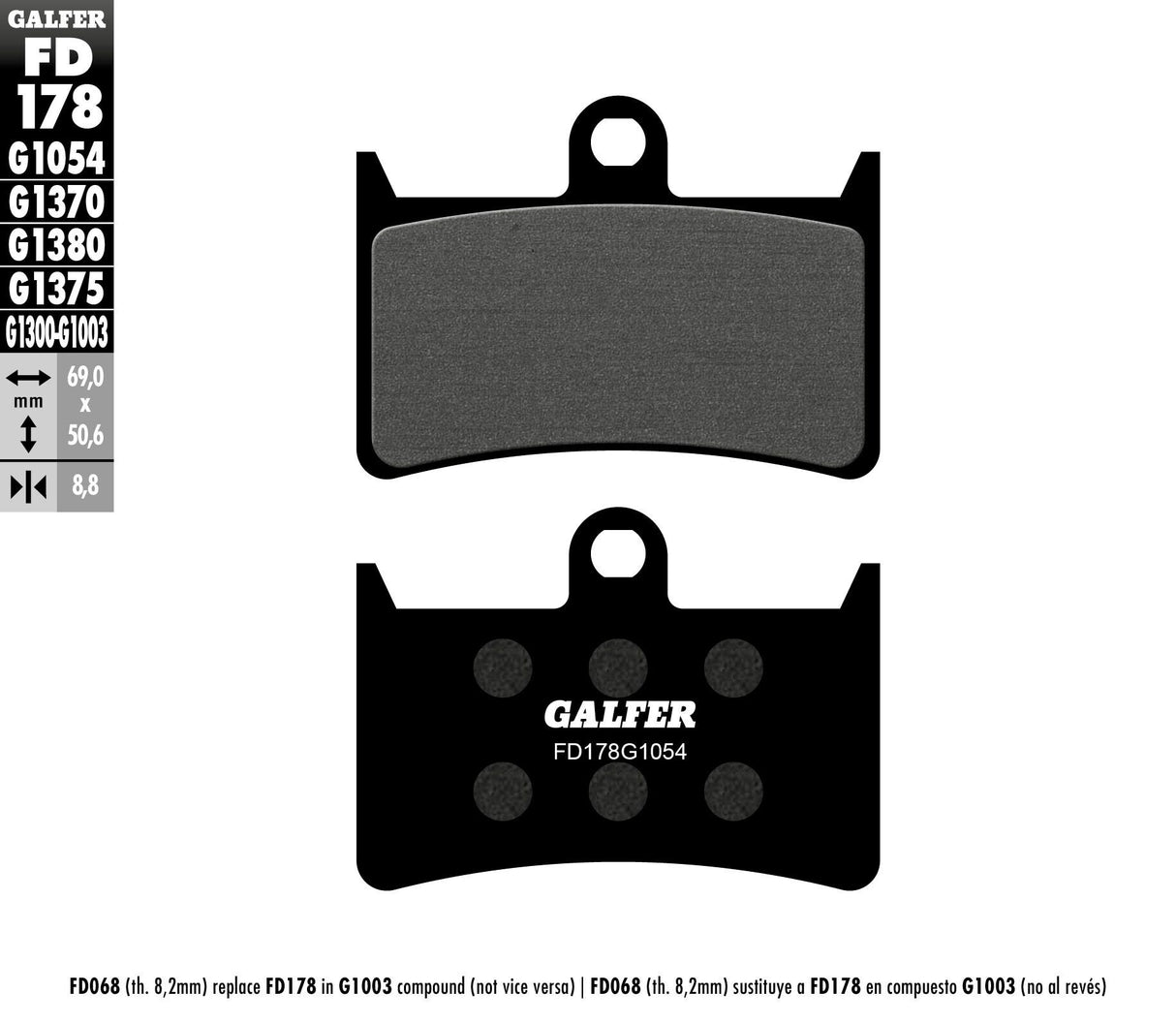 GALFER Brake Pads Semi Metallic Fd178g1054 FD178G1054