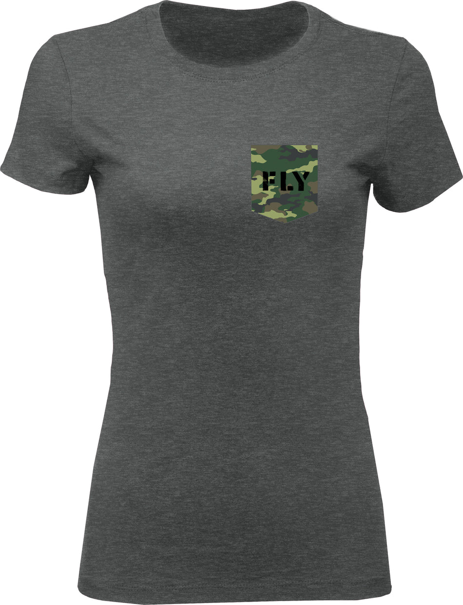 FLY RACING Women's Fly Camo Tee Dark Grey Heather Lg 356-0486L