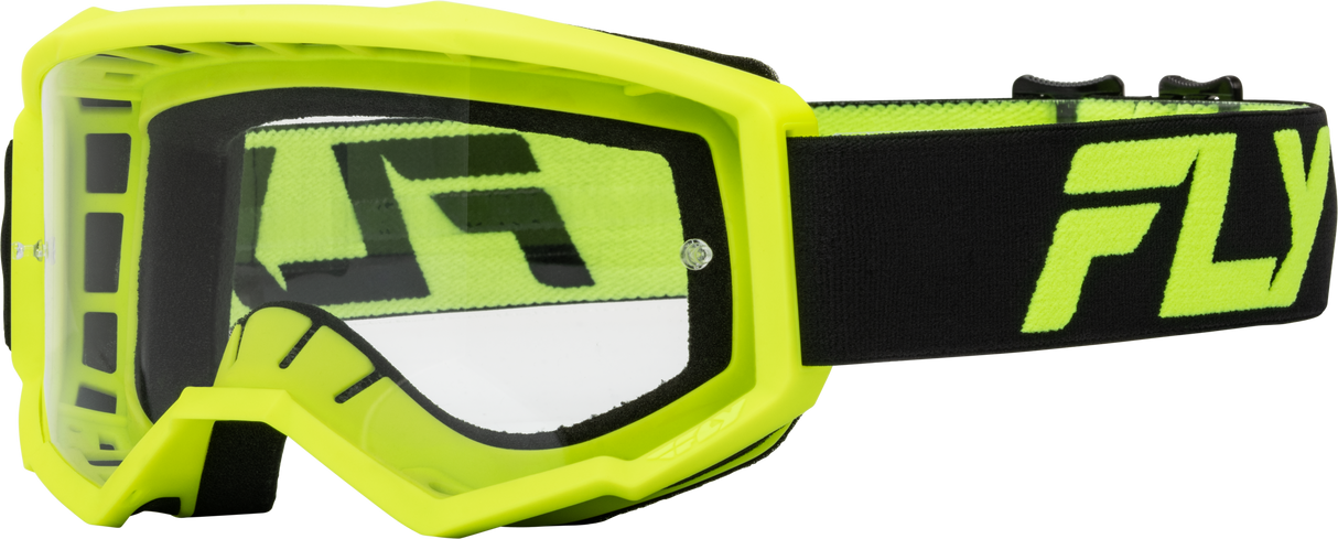 FLY RACING Focus Goggle Black/Hi-Vis W/ Clear Lens 37-51150