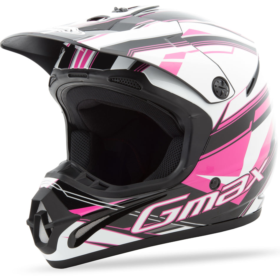 GMAX Gm-46.2x Off-Road Traxxion Helmet Black/Pink/White Sm G3463404 TC-14