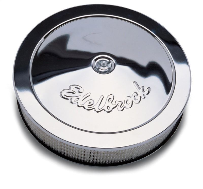 Edelbrock Filtro de aire Serie Pro-Flo Elemento de papel superior redondo de acero 14 pulgadas de diámetro x 3 Base caída de 75 pulgadas