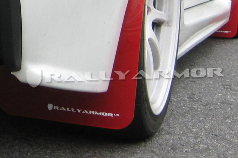 Rally Armor 2007+ Mitsubishi Lancer (doesn't fit Sportback) UR Red Mud Flap w/ White Logo