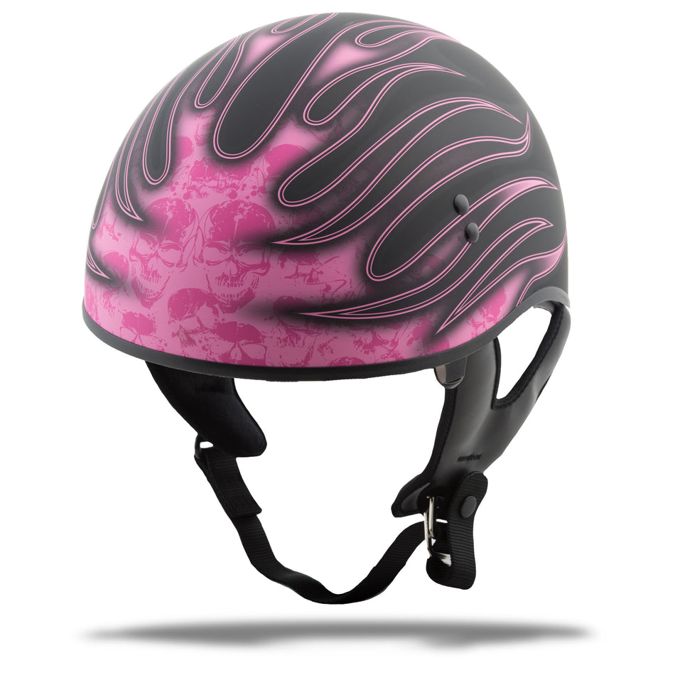 GMAX Gm-65 Half Helmet Flame Matte Black/Pink Xs G1657403