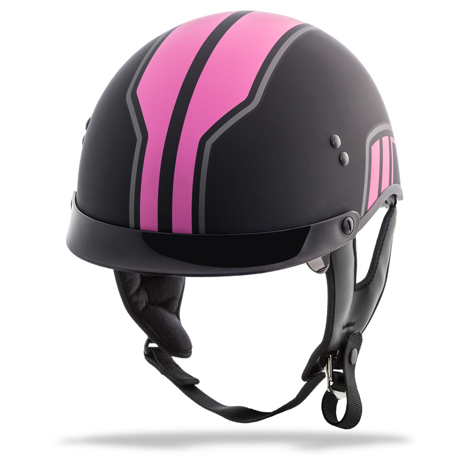 GMAX Hh-65 Half Helmet Full Dressed Twin Matte Black/Pink Lg G9659406