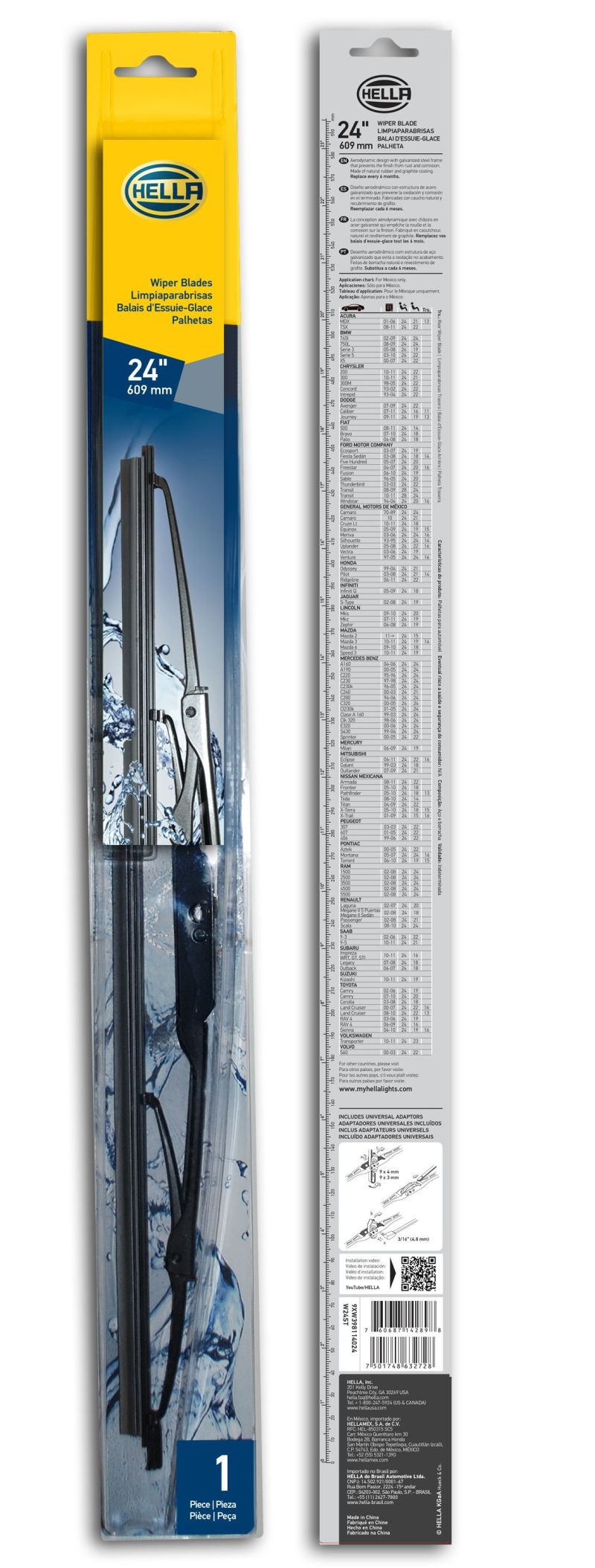 Hella Standard Wiper Blade 24in - Single LA9XW398114024