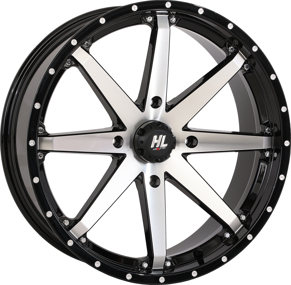 Rueda HIGH LIFTER - HL10 - Delantera/Trasera - Negro brillante con mecanizado - 20x7 - 4/137 - 4+3 (+10 mm) 20HL10-1137