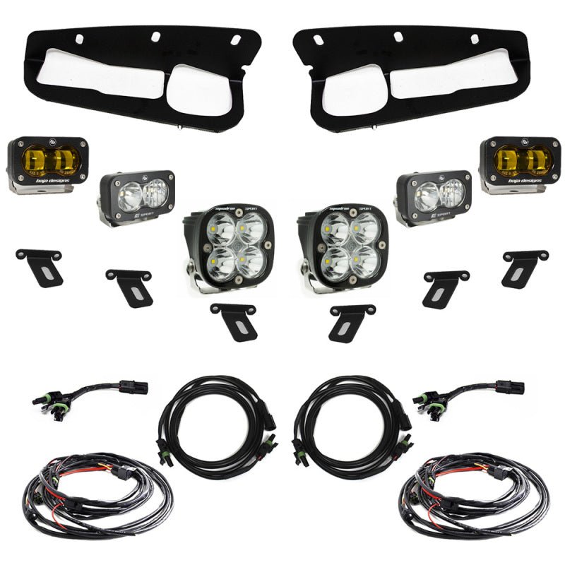 Baja Designs 21-22 Ford Bronco w/Steel Bumper S2 SAE Sportsmen Fog Pocket Light Kit - Amber 448178