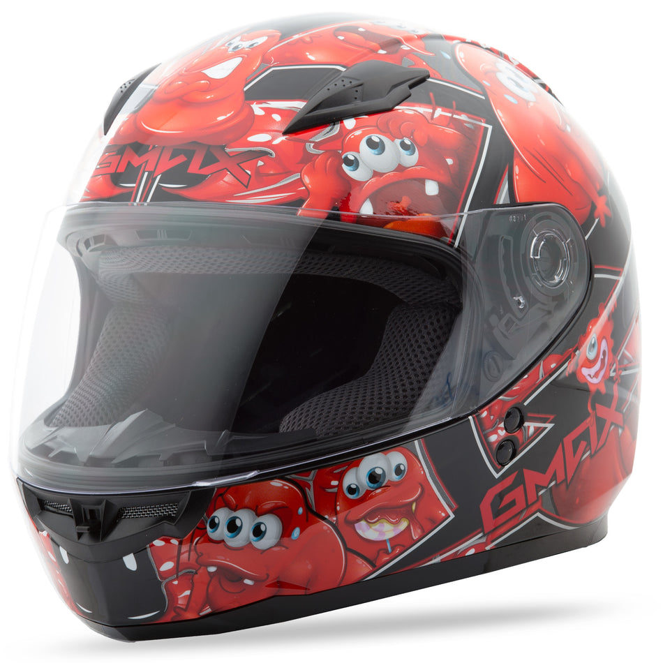 GMAX Gm-49y Full Face Helmet Attack Black/Red Yl G7494202