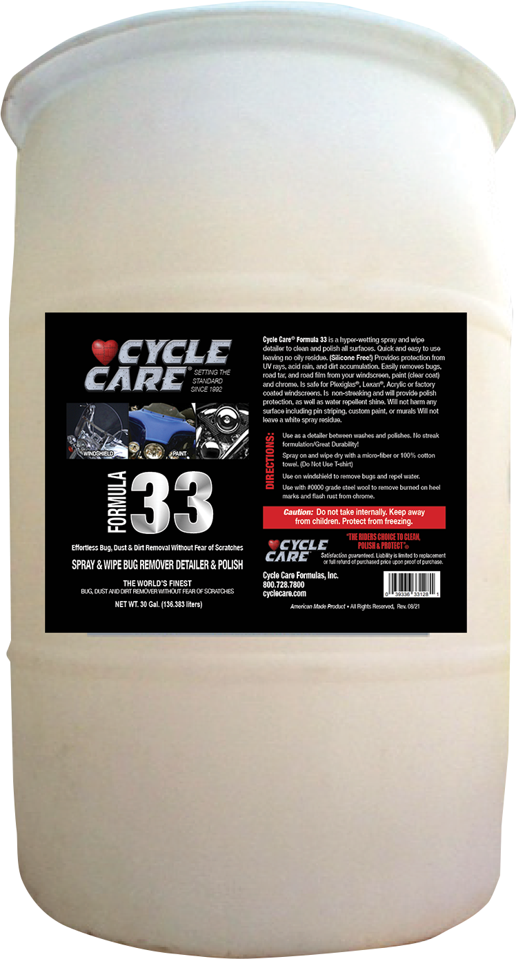 CYCLE CARE FORMULAS Formula 33 Detailer & Bug Remover - 30 U.S. gal. - Barrel 33030