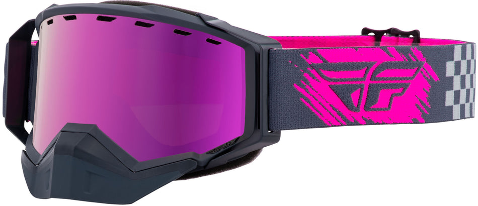 FLY RACING Zone Snow Goggle Grey/Pink W/ Pink Mirror/Rose Lens FLB-051