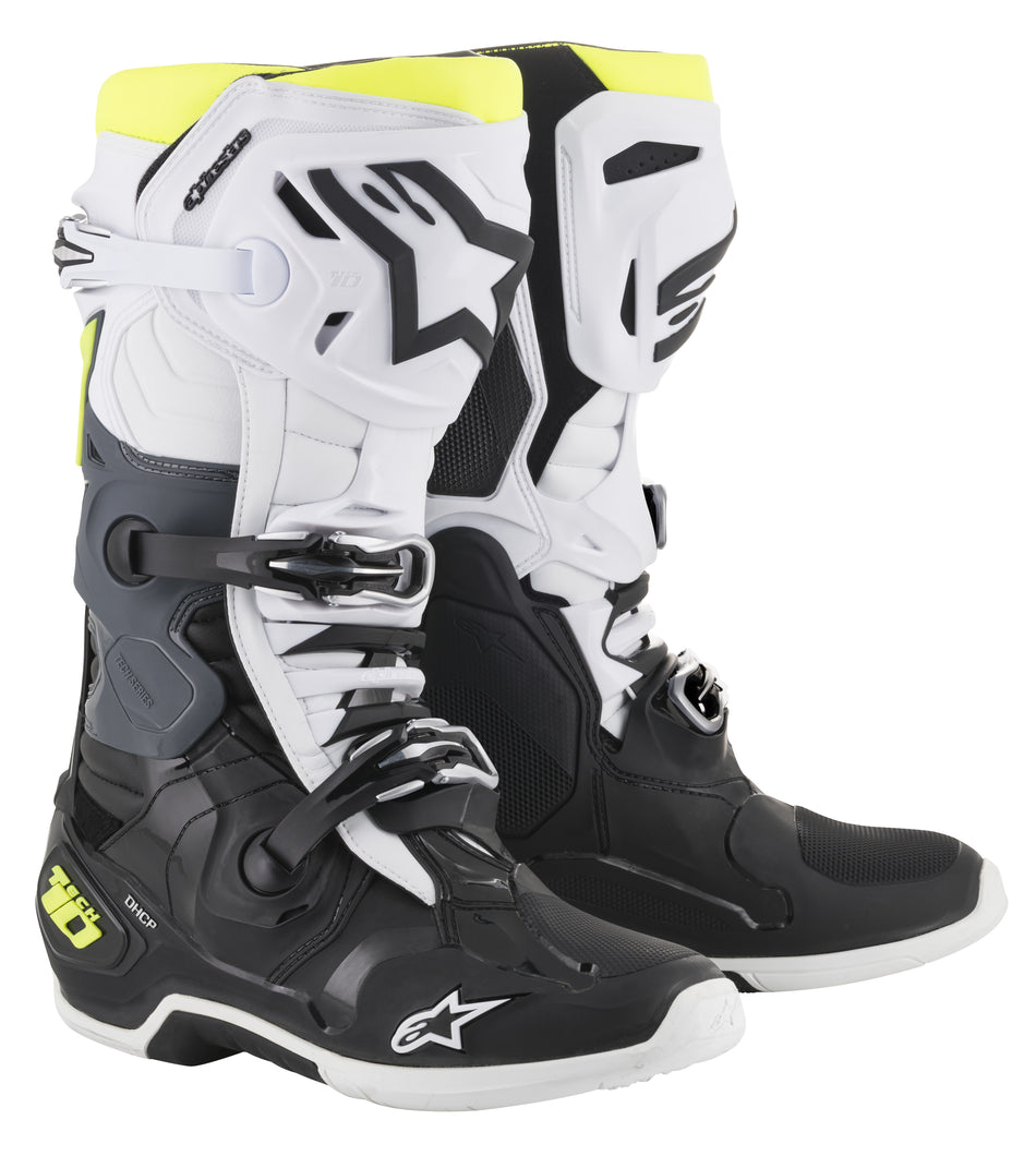 ALPINESTARS Tech 10 Boots Black/White/Yellow Size 07 2010020-125-7