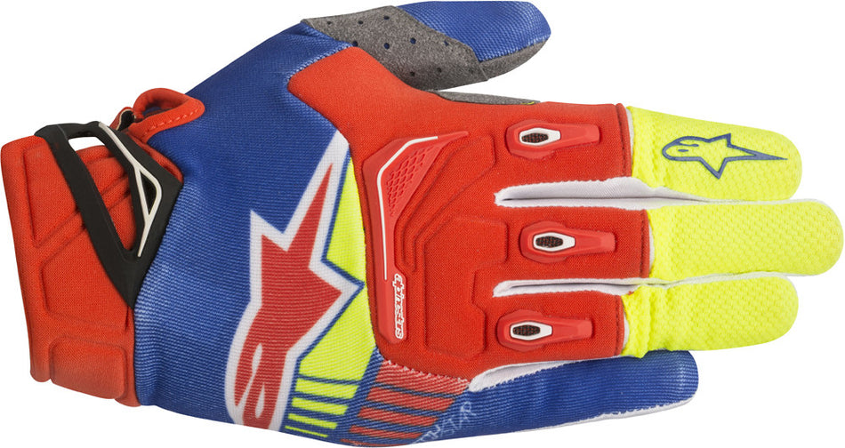 ALPINESTARS Techstar Gloves Yellow/Orange/Blue Lg 3561018-537-L