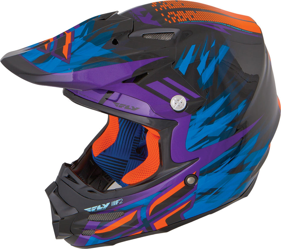 FLY RACING F2 Carbon Shorty Helmet Black/Purple/Orange 2x 73-40832X