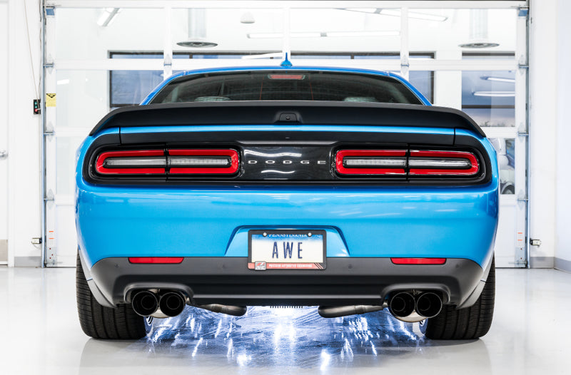 AWE Tuning 2015+ Dodge Challenger 6.4L/6.2L SC Track Edition Exhaust - Quad Diamond Black Tips 3015-43144