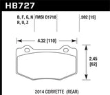 Hawk DTC-30 2015 Chevy Corvette Z06 Rear Race Brake Pads KHB727W.592