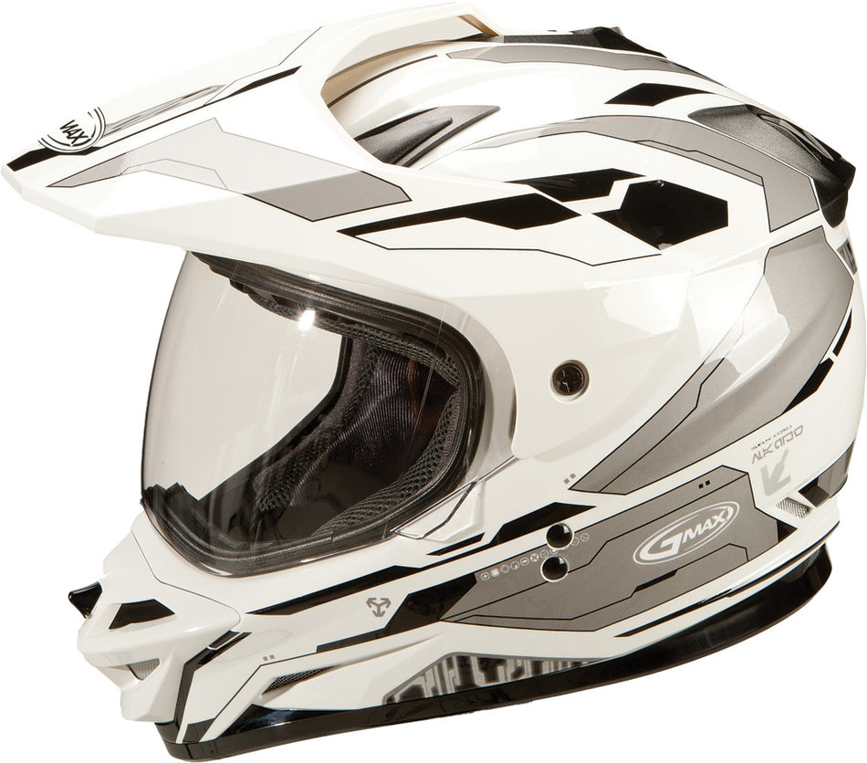GMAX Gm-11d Dual Sport Helmet White/Silver 2x G5111018 TC-15